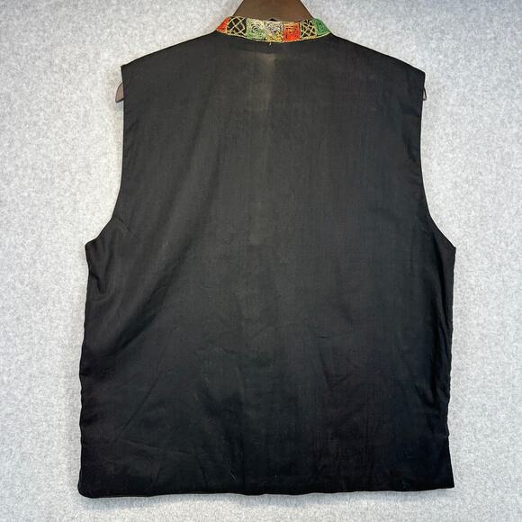 Vintage Passports Of Pier 1 Imports Vest Size M Black Embroidered Button Front - Picture 2 of 10